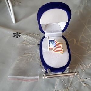 American Flag Pin In The Vintage Avon Velvet Jewelry Box.